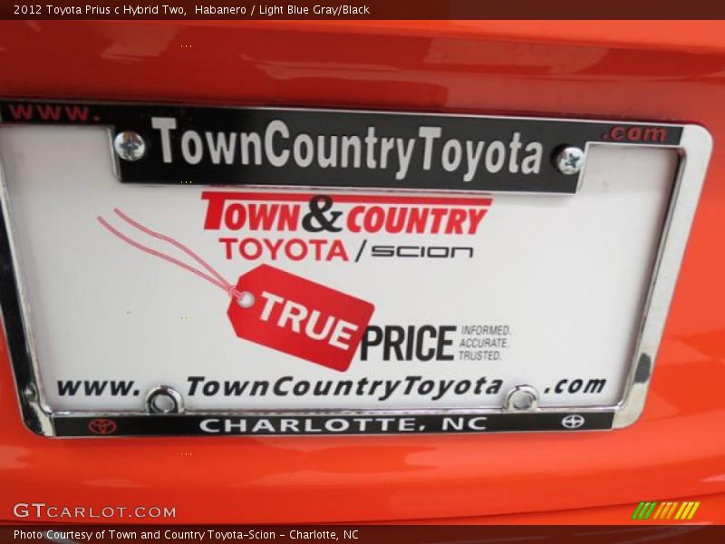 Habanero / Light Blue Gray/Black 2012 Toyota Prius c Hybrid Two