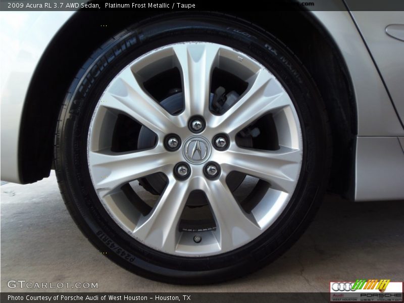 Platinum Frost Metallic / Taupe 2009 Acura RL 3.7 AWD Sedan