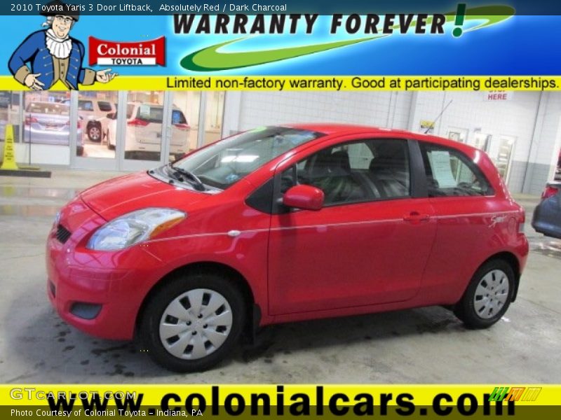Absolutely Red / Dark Charcoal 2010 Toyota Yaris 3 Door Liftback