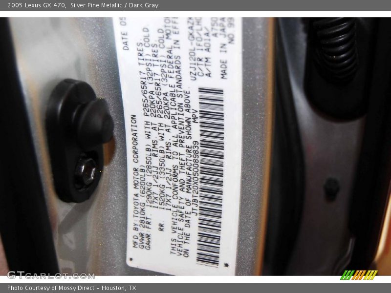 Silver Pine Metallic / Dark Gray 2005 Lexus GX 470