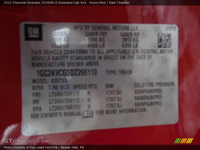 Victory Red / Dark Titanium 2013 Chevrolet Silverado 2500HD LS Extended Cab 4x4