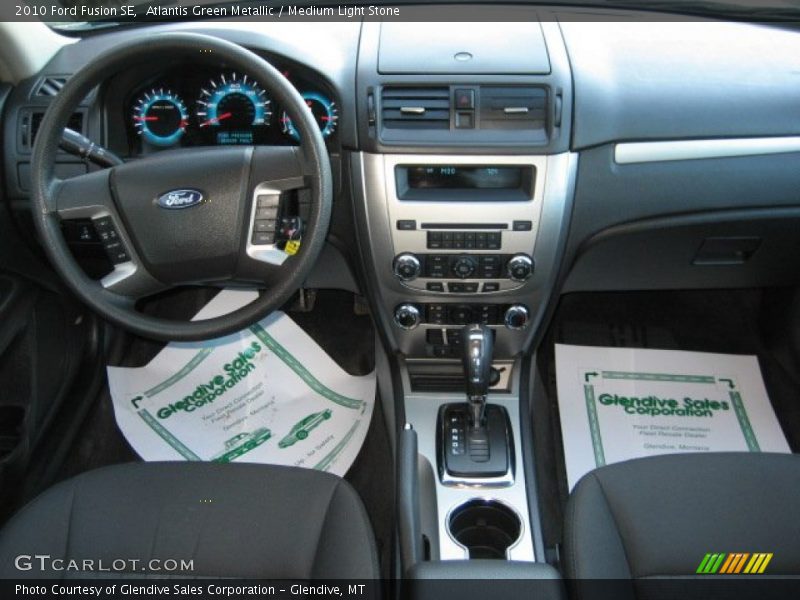 Atlantis Green Metallic / Medium Light Stone 2010 Ford Fusion SE