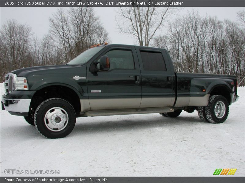 Dark Green Satin Metallic / Castano Leather 2005 Ford F350 Super Duty King Ranch Crew Cab 4x4