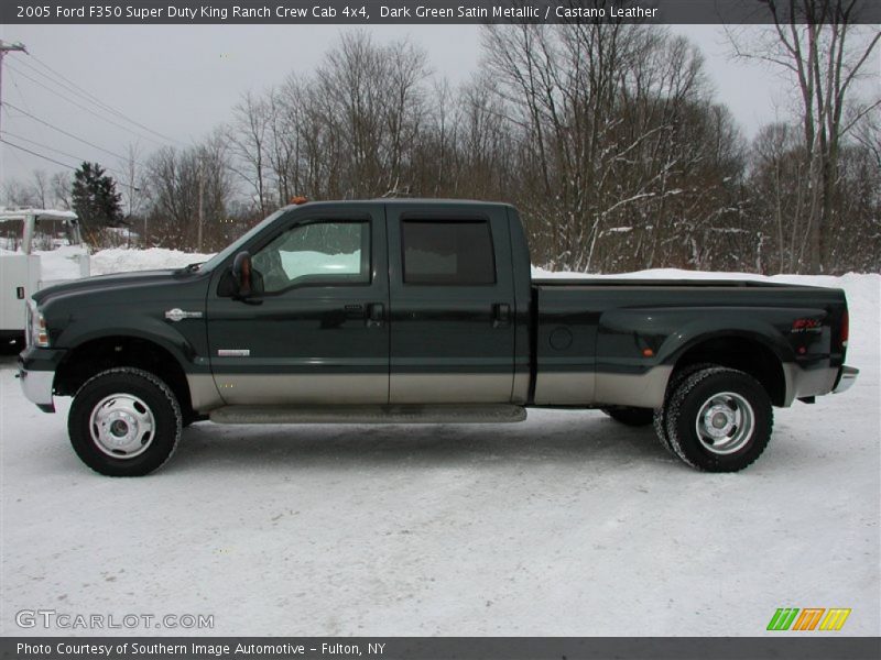 Dark Green Satin Metallic / Castano Leather 2005 Ford F350 Super Duty King Ranch Crew Cab 4x4