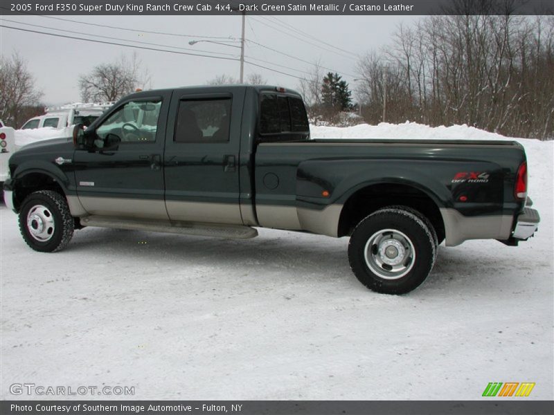 Dark Green Satin Metallic / Castano Leather 2005 Ford F350 Super Duty King Ranch Crew Cab 4x4