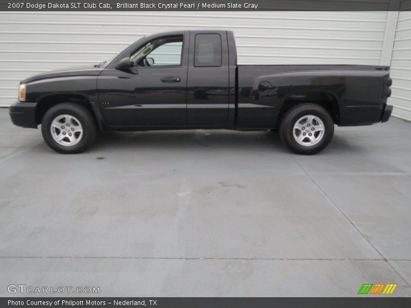 Brilliant Black Crystal Pearl / Medium Slate Gray 2007 Dodge Dakota SLT Club Cab