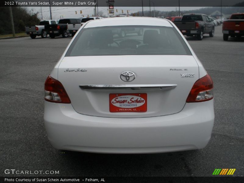Super White / Dark Gray 2012 Toyota Yaris Sedan