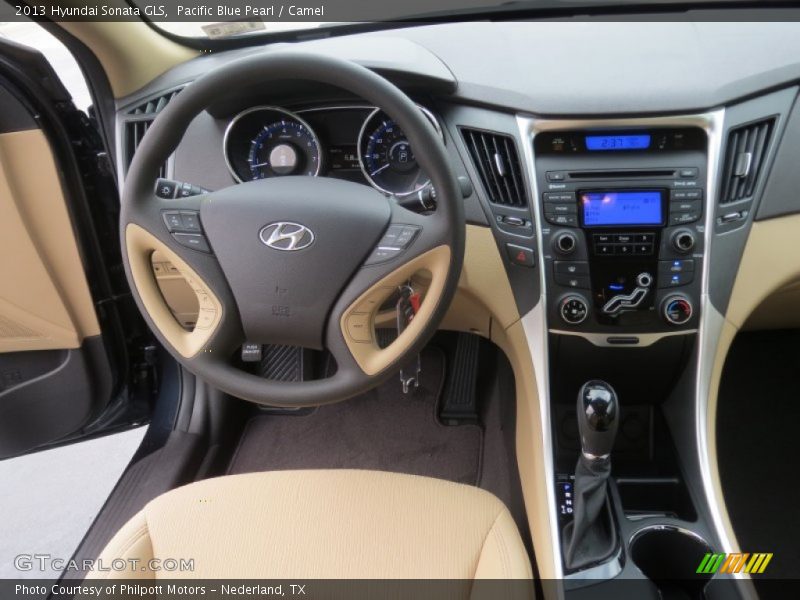 Pacific Blue Pearl / Camel 2013 Hyundai Sonata GLS