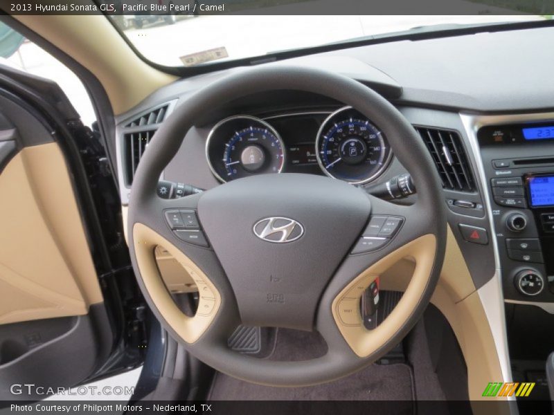 Pacific Blue Pearl / Camel 2013 Hyundai Sonata GLS