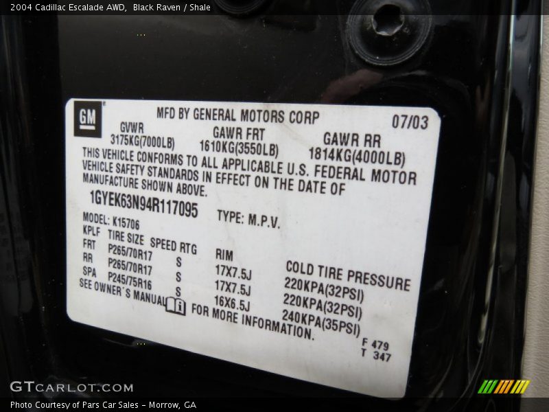 Black Raven / Shale 2004 Cadillac Escalade AWD