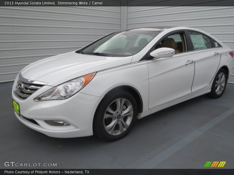 Shimmering White / Camel 2013 Hyundai Sonata Limited