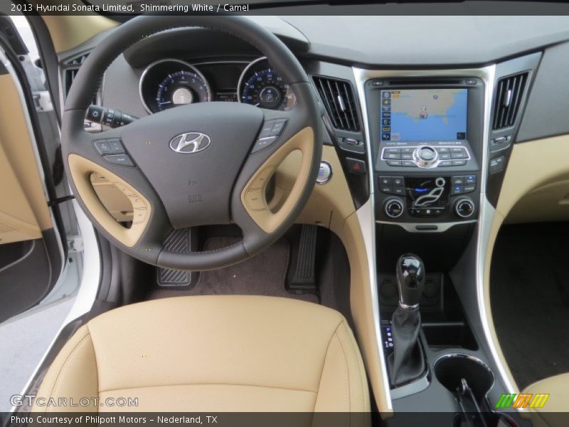 Shimmering White / Camel 2013 Hyundai Sonata Limited