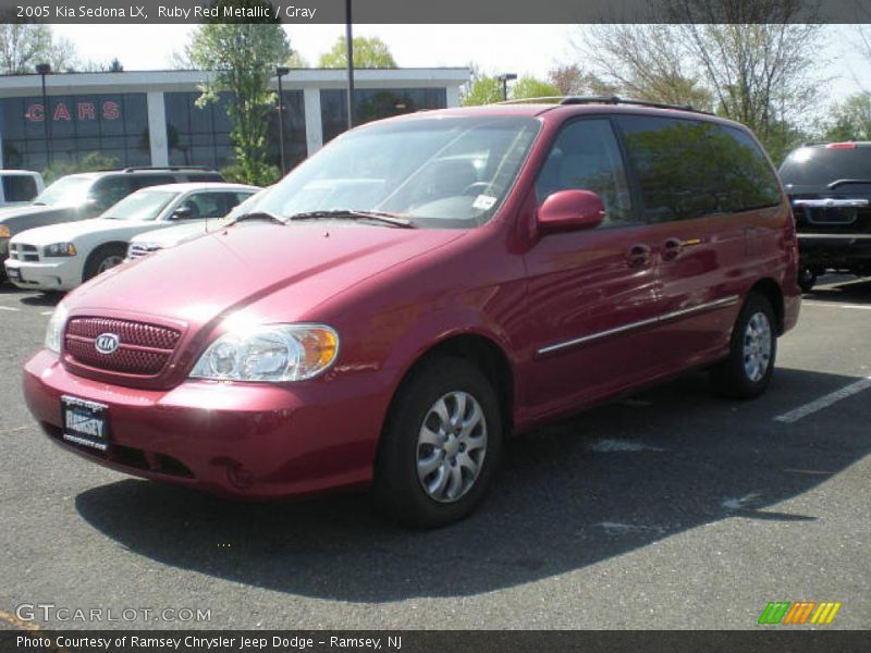 Ruby Red Metallic / Gray 2005 Kia Sedona LX