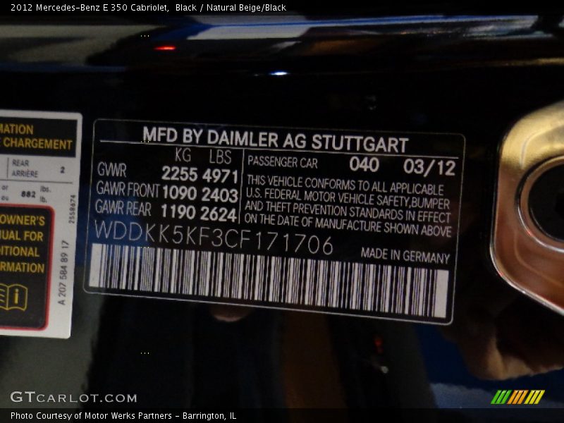 Black / Natural Beige/Black 2012 Mercedes-Benz E 350 Cabriolet