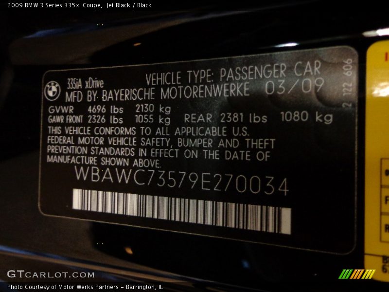 Jet Black / Black 2009 BMW 3 Series 335xi Coupe
