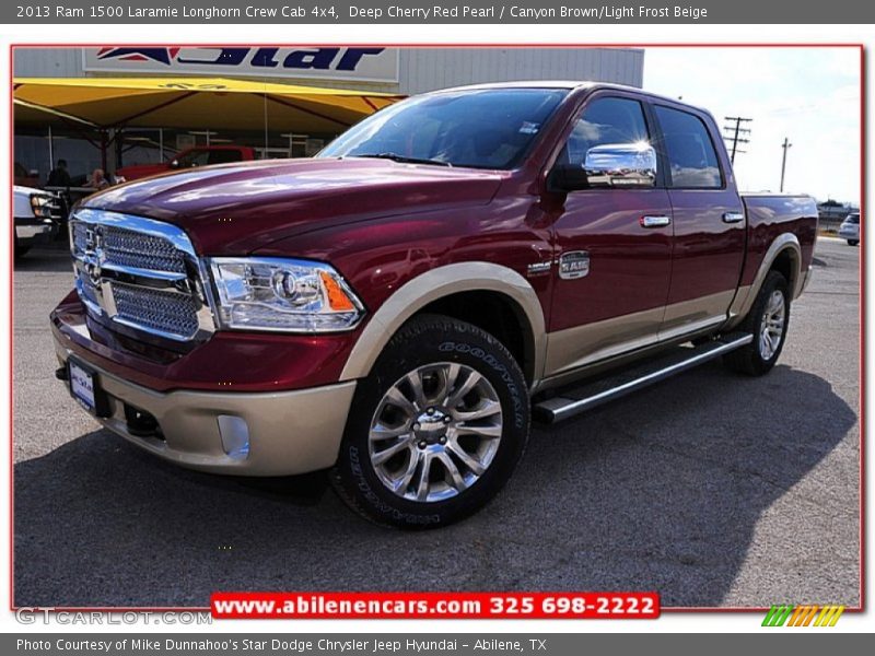 Deep Cherry Red Pearl / Canyon Brown/Light Frost Beige 2013 Ram 1500 Laramie Longhorn Crew Cab 4x4