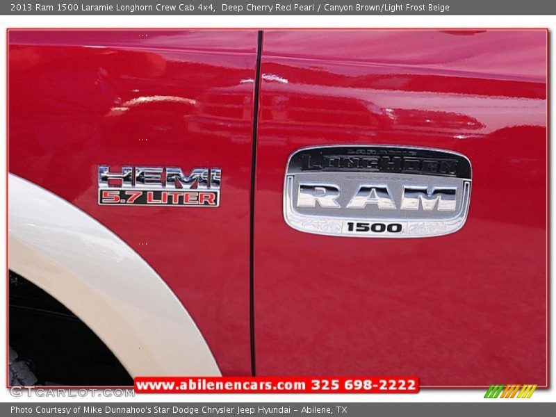 Deep Cherry Red Pearl / Canyon Brown/Light Frost Beige 2013 Ram 1500 Laramie Longhorn Crew Cab 4x4