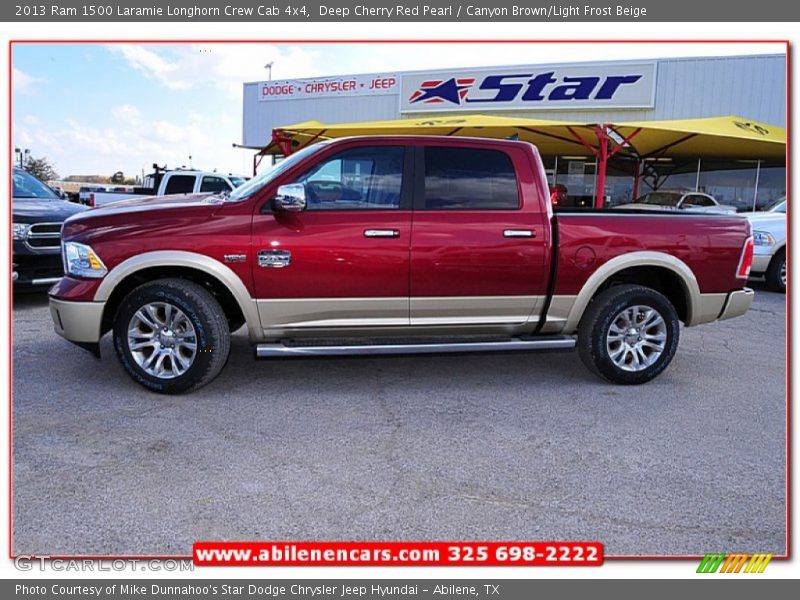 Deep Cherry Red Pearl / Canyon Brown/Light Frost Beige 2013 Ram 1500 Laramie Longhorn Crew Cab 4x4