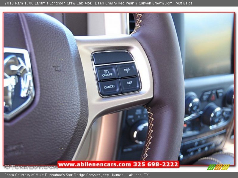 Deep Cherry Red Pearl / Canyon Brown/Light Frost Beige 2013 Ram 1500 Laramie Longhorn Crew Cab 4x4