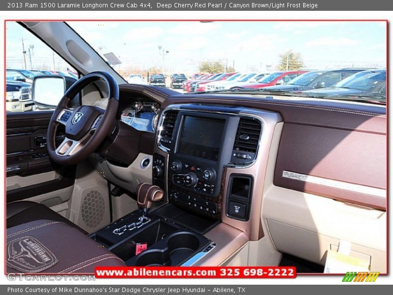 Deep Cherry Red Pearl / Canyon Brown/Light Frost Beige 2013 Ram 1500 Laramie Longhorn Crew Cab 4x4