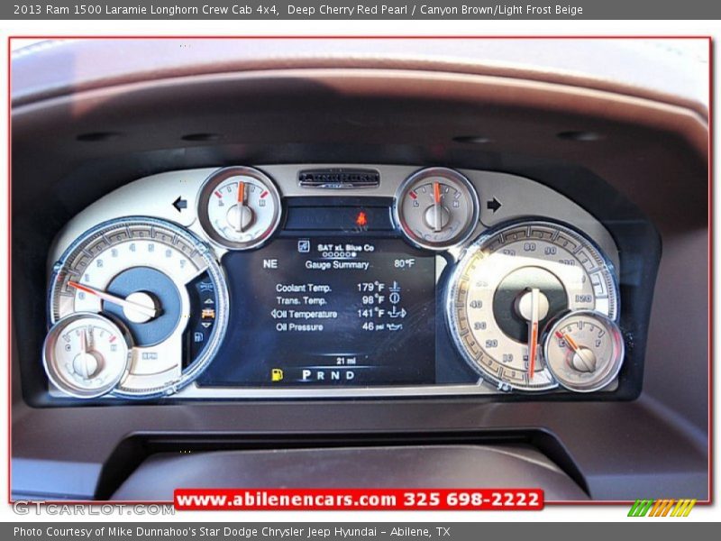 Deep Cherry Red Pearl / Canyon Brown/Light Frost Beige 2013 Ram 1500 Laramie Longhorn Crew Cab 4x4