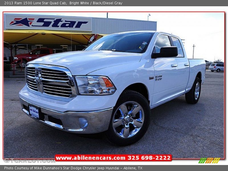 Bright White / Black/Diesel Gray 2013 Ram 1500 Lone Star Quad Cab