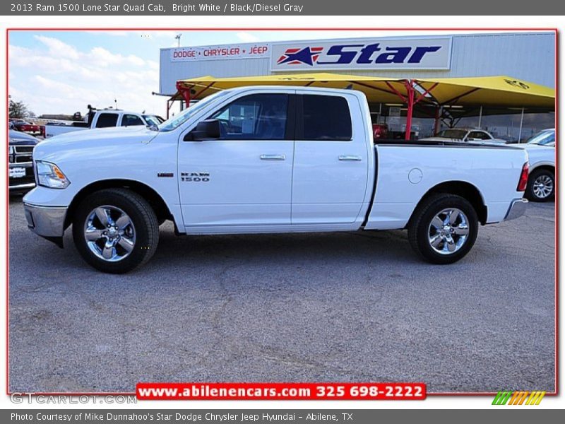 Bright White / Black/Diesel Gray 2013 Ram 1500 Lone Star Quad Cab
