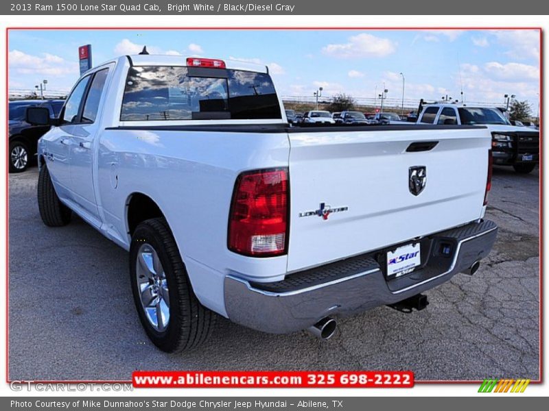 Bright White / Black/Diesel Gray 2013 Ram 1500 Lone Star Quad Cab