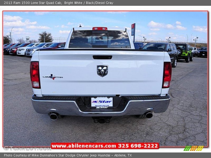 Bright White / Black/Diesel Gray 2013 Ram 1500 Lone Star Quad Cab