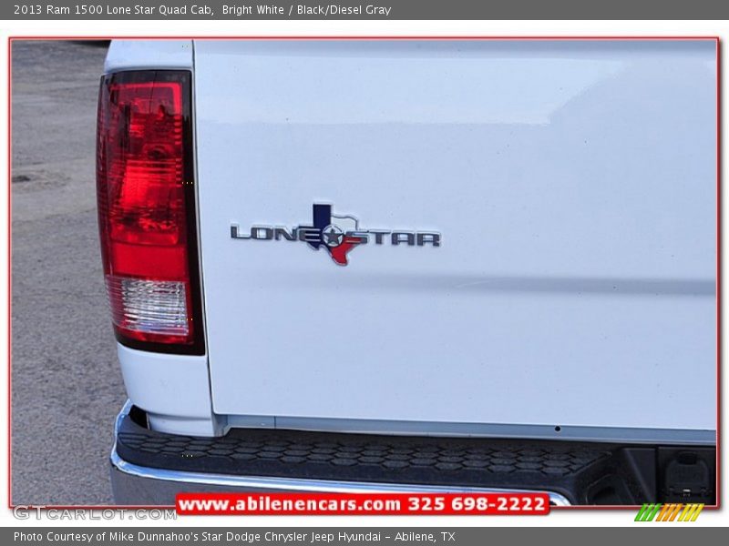 Bright White / Black/Diesel Gray 2013 Ram 1500 Lone Star Quad Cab