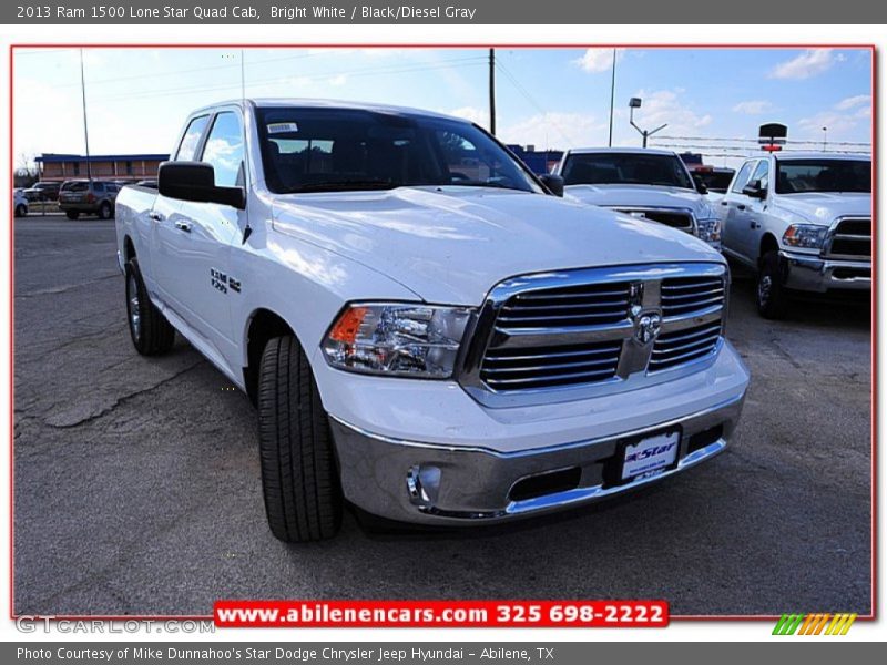 Bright White / Black/Diesel Gray 2013 Ram 1500 Lone Star Quad Cab