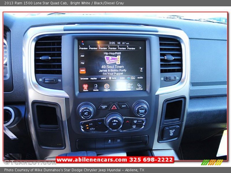 Bright White / Black/Diesel Gray 2013 Ram 1500 Lone Star Quad Cab