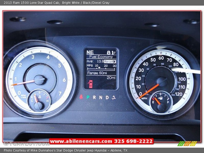 Bright White / Black/Diesel Gray 2013 Ram 1500 Lone Star Quad Cab