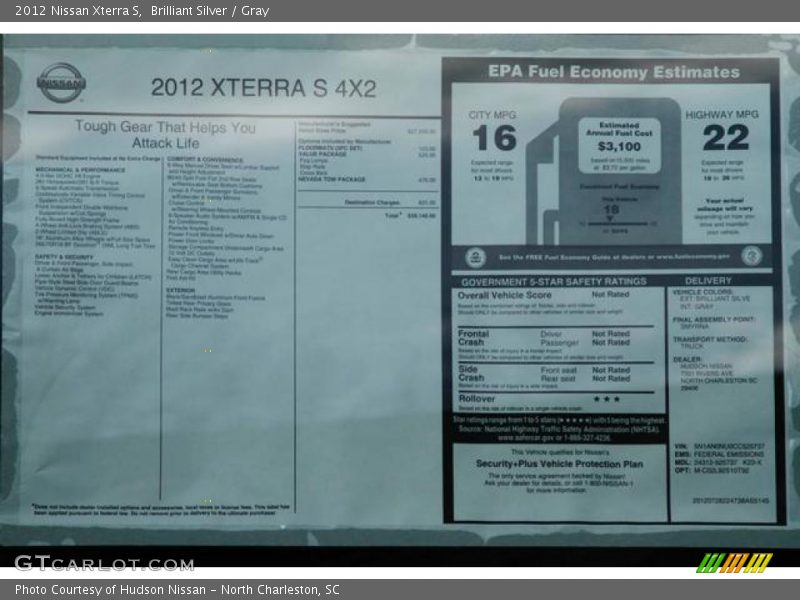 Brilliant Silver / Gray 2012 Nissan Xterra S