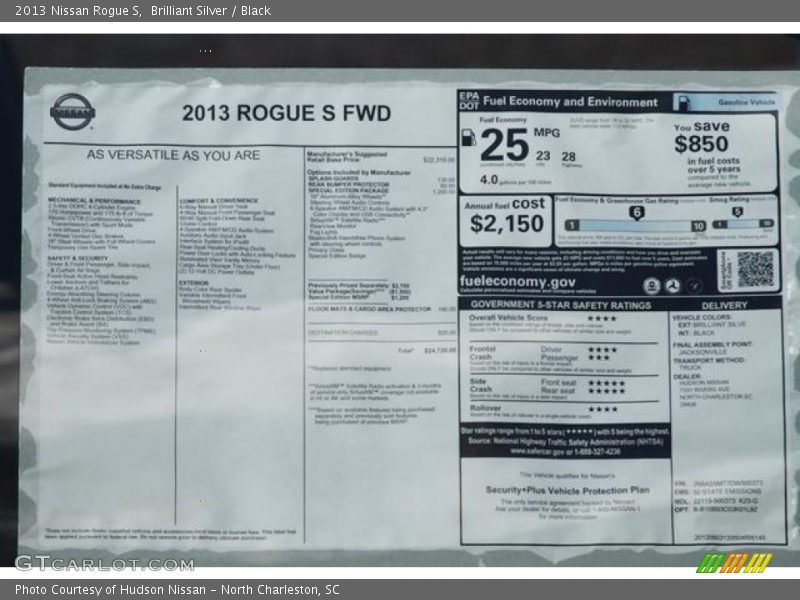 Brilliant Silver / Black 2013 Nissan Rogue S