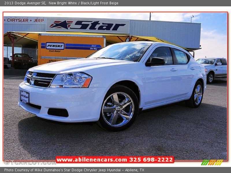 New Bright White / Black/Light Frost Beige 2013 Dodge Avenger SE