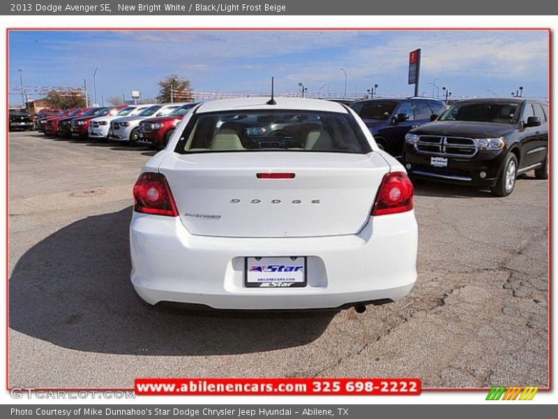 New Bright White / Black/Light Frost Beige 2013 Dodge Avenger SE