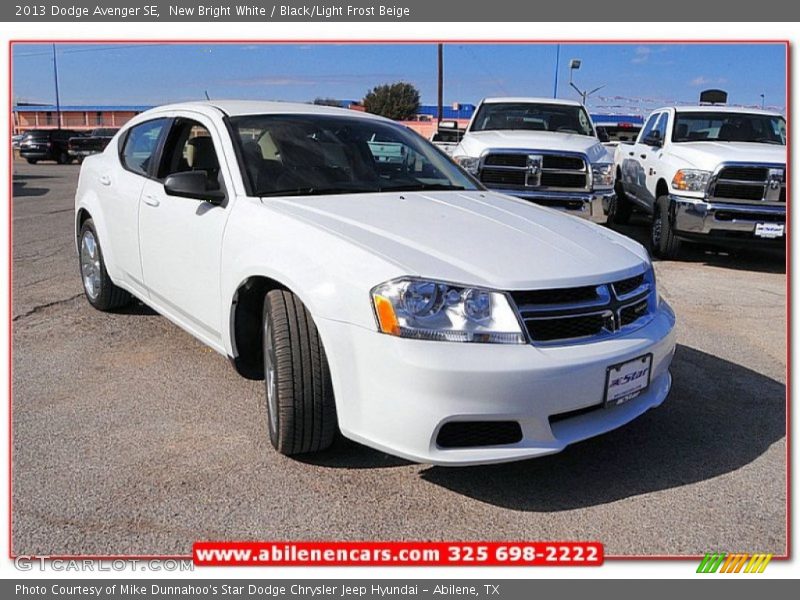New Bright White / Black/Light Frost Beige 2013 Dodge Avenger SE