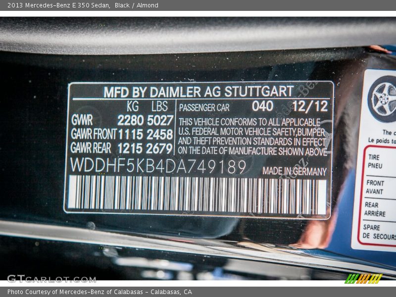 Black / Almond 2013 Mercedes-Benz E 350 Sedan