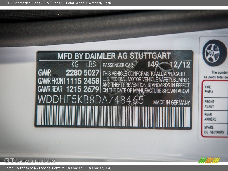 Polar White / Almond/Black 2013 Mercedes-Benz E 350 Sedan