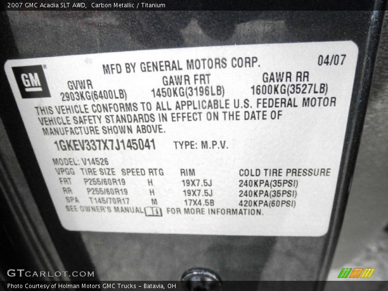 Carbon Metallic / Titanium 2007 GMC Acadia SLT AWD