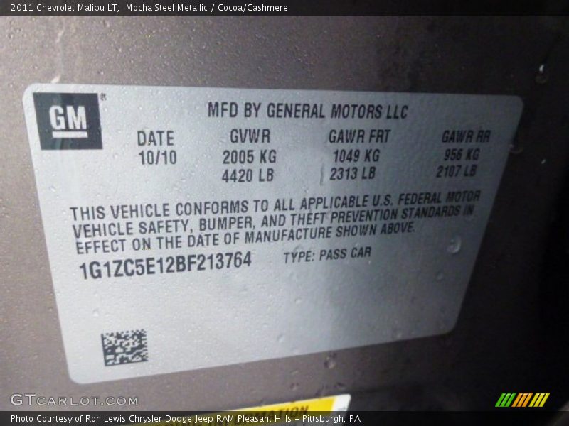Mocha Steel Metallic / Cocoa/Cashmere 2011 Chevrolet Malibu LT