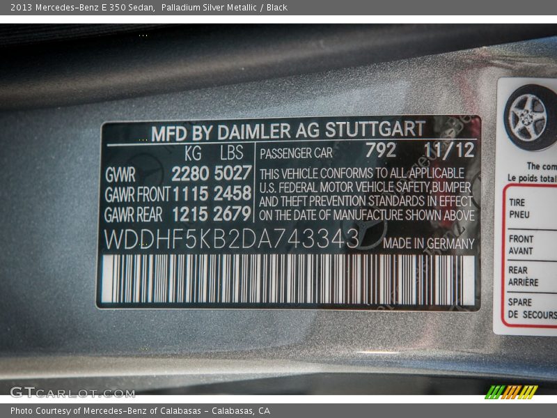 Palladium Silver Metallic / Black 2013 Mercedes-Benz E 350 Sedan