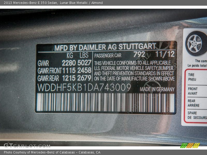 Lunar Blue Metallic / Almond 2013 Mercedes-Benz E 350 Sedan