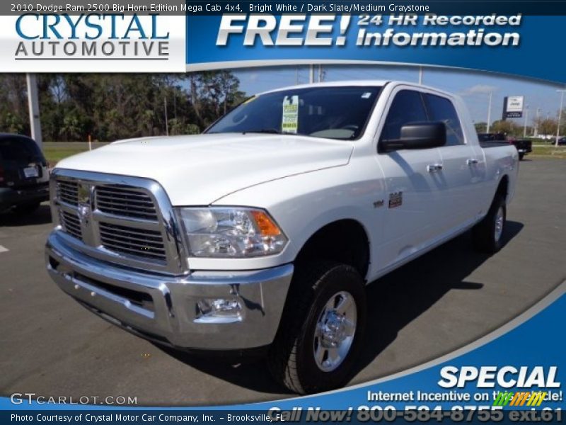 Bright White / Dark Slate/Medium Graystone 2010 Dodge Ram 2500 Big Horn Edition Mega Cab 4x4