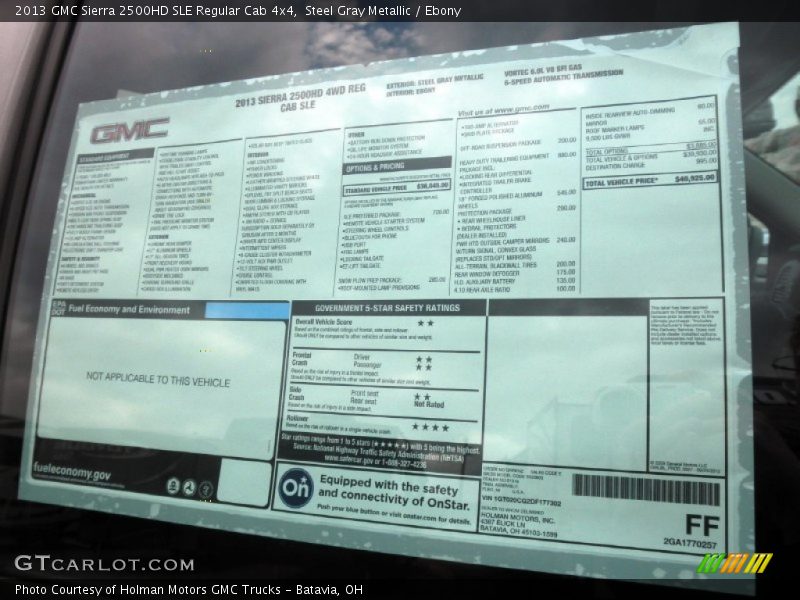  2013 Sierra 2500HD SLE Regular Cab 4x4 Window Sticker