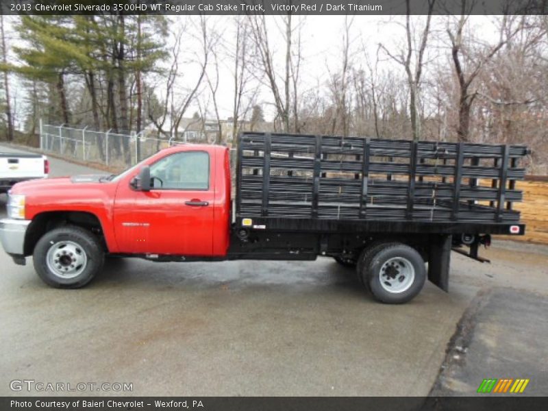 Victory Red / Dark Titanium 2013 Chevrolet Silverado 3500HD WT Regular Cab Stake Truck