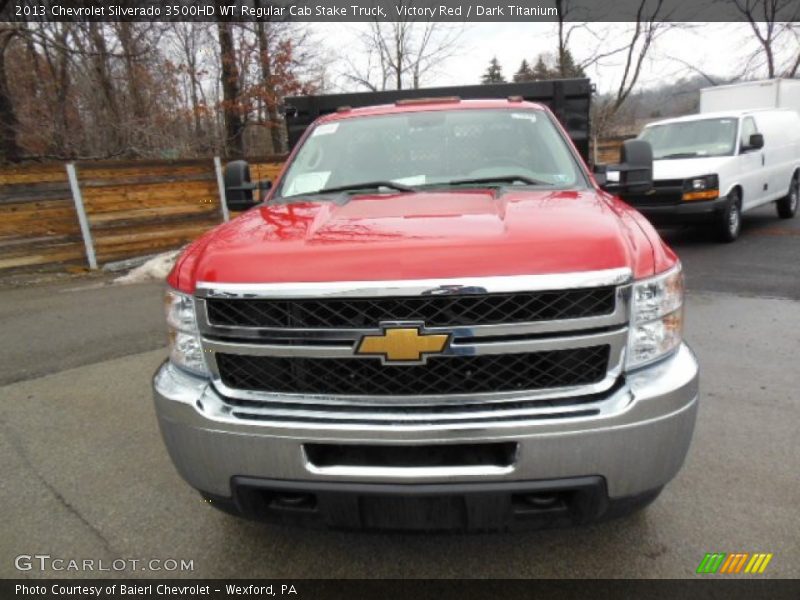Victory Red / Dark Titanium 2013 Chevrolet Silverado 3500HD WT Regular Cab Stake Truck