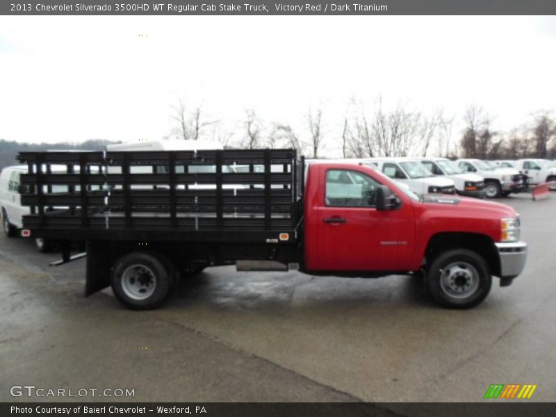 Victory Red / Dark Titanium 2013 Chevrolet Silverado 3500HD WT Regular Cab Stake Truck