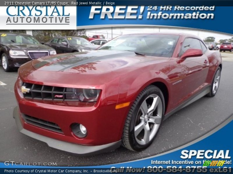 Red Jewel Metallic / Beige 2011 Chevrolet Camaro LT/RS Coupe